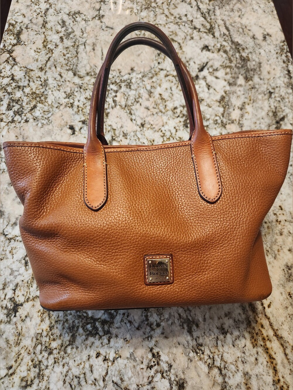 Dooney & Bourke Brielle Pebble Leather Tote Bag in Saddle Brown GUC